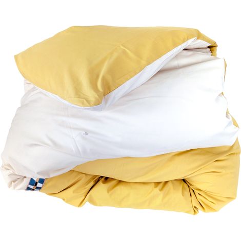 Housse de couette percale de coton ROMY AMBRE 260x240 cm (1/5)