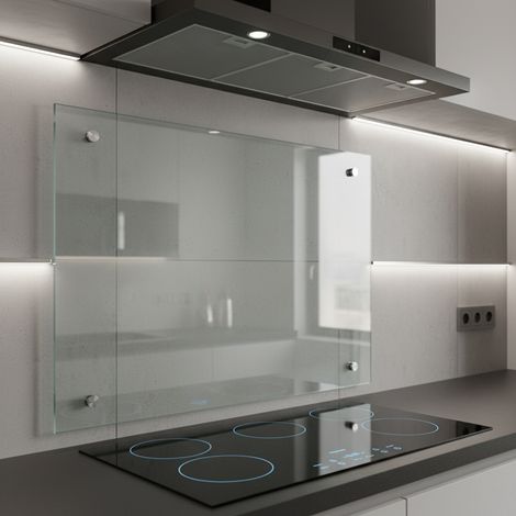 Panel trasero para cocina Cubierta de protección Placa contra salpicadura 80x55CM Vidrio transparente Cocina Protección de pared 6mm ESG