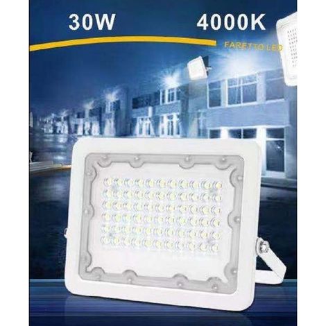TrAdE Shop Traesio - Faro Led 30w Faretto Ultra Slim Bianco Esterno Luce Fredda Naturale Calda Fs30w-b - -Bianco Naturale -