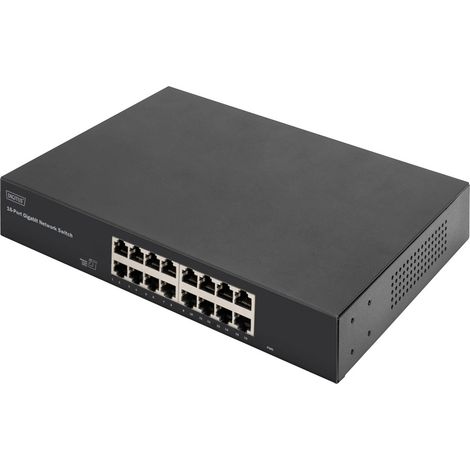 DIGITUS Switch 16-Port Gigabit, 19` unmanaged schwarz (1/5)