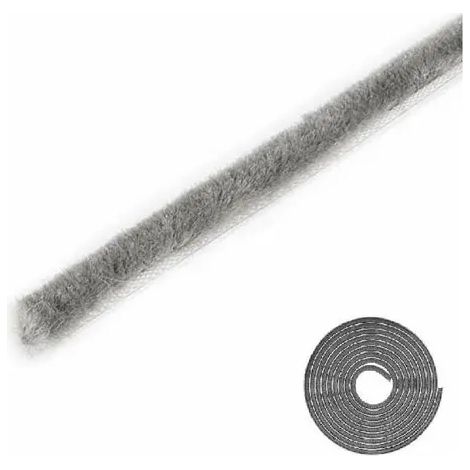 Joint brosse coulissant gris, bande anti-poussière auto-adhésive pour occultation des trous de fixation, 4,8 mm x 4 mm x 5 m, idéal fenêtres et portes coulissantes. (1/3)