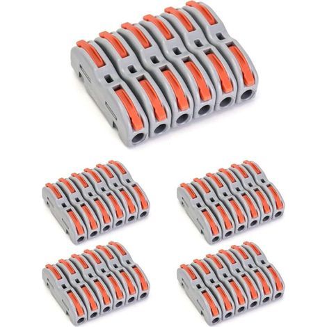 Lot de 30 connecteurs électriques rapides, dominos electricité, combinables librement, 1 fil 2 entrées (1/4)