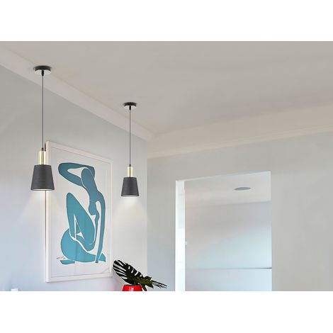 LÁMPARA DE TECHO COLGANTE GISELA 1L NEGRO/LATON (1/3)