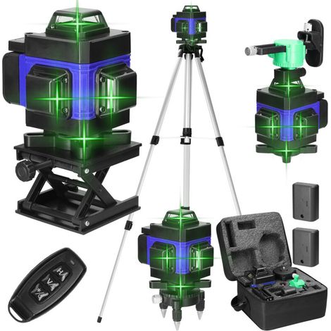 Niveau Laser 16 Lignes, 4 x 360° Autonivelant Niveau Laser avec Trepied, Batterie Rechargeable, avec Support Mural, pour Travaux de Construction et Décoration Intérieure (1/5)