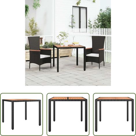 vidaXL Akazienholz - Gartentisch mit Holzplatte Schwarz Poly Rattan & Akazienholz (1/5)