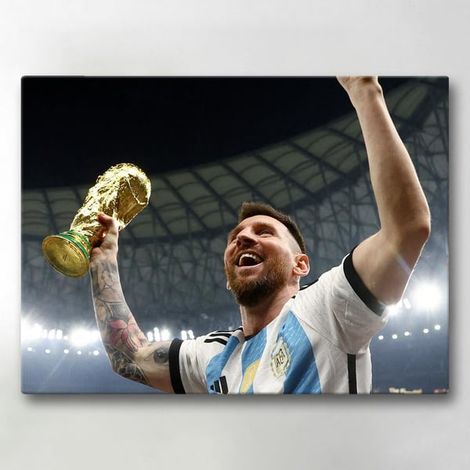 Impression sur toile / Peinture - Messi Coupe du Monde - 40x30 cm - Toile (1/4)