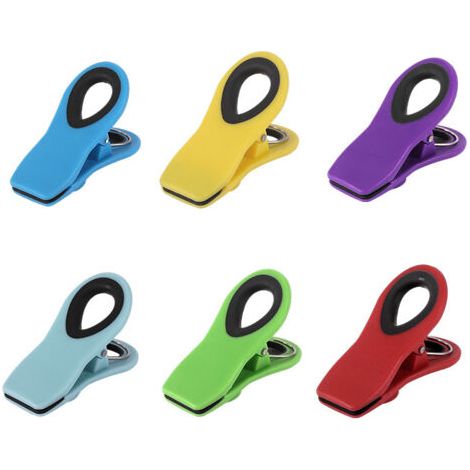 BUNTHAUS Lot de 12 clips de fermeture pour sacs - clips pour sacs pour fermer et conserver au frais - clips de fermeture en plastique avec petit aimant - clips pour sacs (1/3)