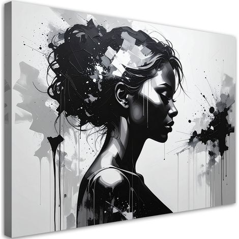 Wandbild Schwarz-weißes Frauenporträt mit Blumenfrisur 30x20 (1/5)