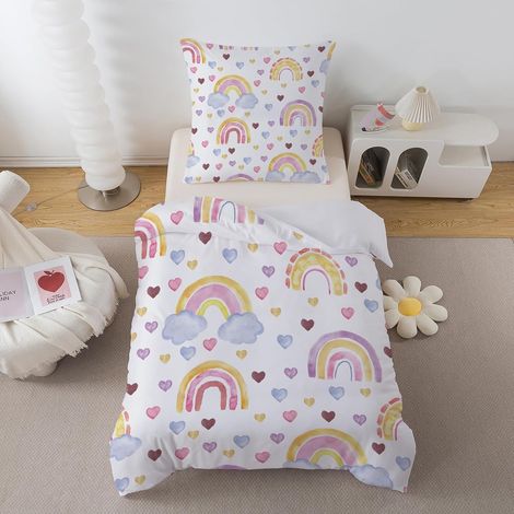 Housse de Couette 140x200cm, Housse de Couette Zippée, Parure de Lit en Microfibre 1 Personne, Parure de Lit Enfant avec Taie d'oreiller 65x65cm (1/5)