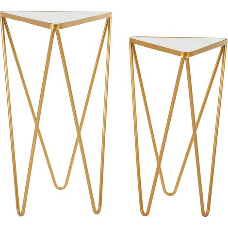 Premier Housewares Avantis Set of 2 Gold Finish Triangle Tables (1/5)