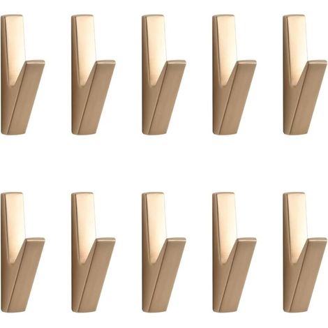 Contemporary Modern Solid Copper and Brass Hooks - Gold Screw-in Wall Mounted Coat and Clothes Hooks