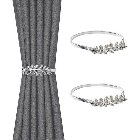 Gardinenhalterungen (2 Stück, silber), Gardinenhalterungen mit Metallblatt, verstellbar (1/5)