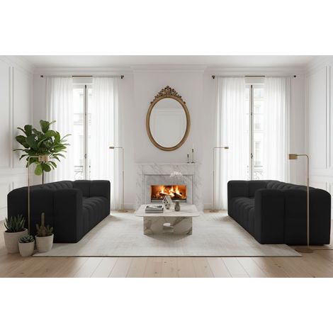 Sofaset Designersofa SOLVIE 4-4 in Stoff Tiffani Schwarz