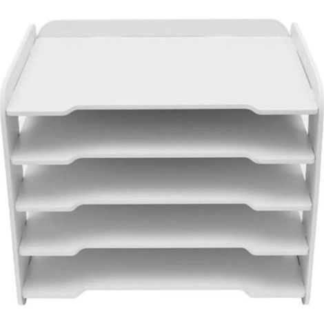 Corbeille à courrier empilable, organiseur de bureau à 5 niveaux pour documents, blanc ODIPIE (1/4)