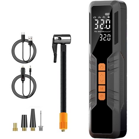 Tragbarer Luftkompressor mit 10.000 mAh, kabelloser Autoreifenfüller mit LCD-Display, 4 Modi, Mini-Kompressor mit Powerbank, elektrischer Inflator für Auto, Fahrrad, Motorrad und Bälle