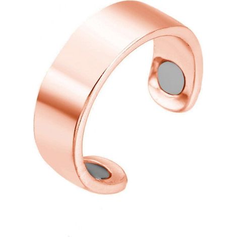 Lot de 2 anneaux magnétiques pour le contrôle de la glycémie, anneaux en cuivre ajustables avec aimants puissants, or rose (1/5)