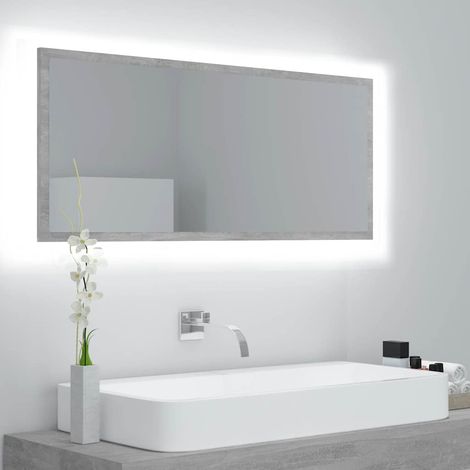 Miroir à LED de bain-Miroir avec LED salle de bain Gris béton 100x8,5x37cm Acrylique 132786 (1/5)