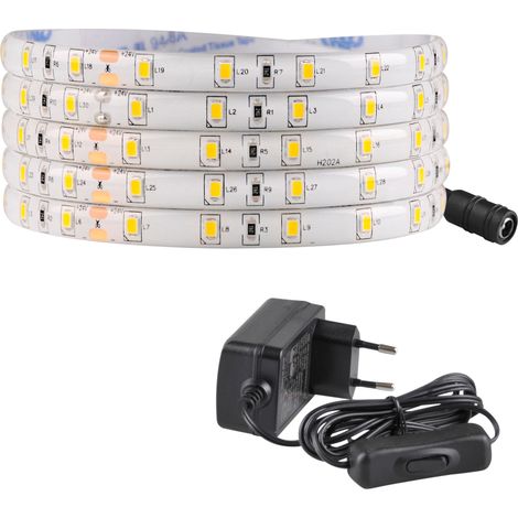 Kit ruban LED 24V 2 m IP65 4000K alim ON/OFF Polux (1/5)