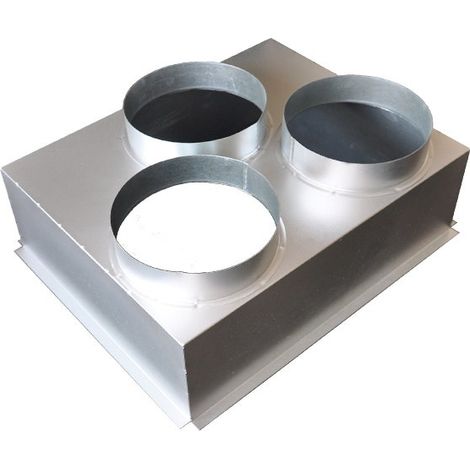 Plenum acier galvanisé pour grille de soufflage 500x400mm – 3 piquages arrière diamètre 200mm – Pour chantiers humides – Baillindustrie