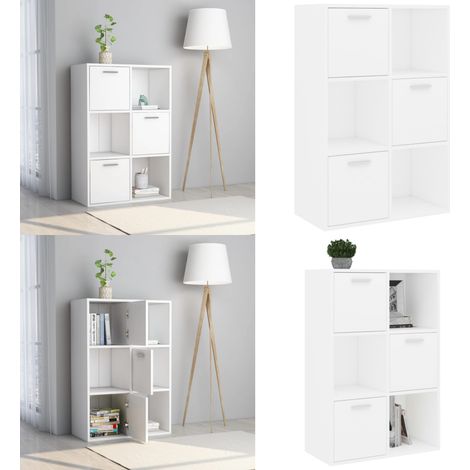 Armoire de rangement Blanc 60x29,5x90 cm Bois d'ingénierie - Bibliothèque Blanche - Bibliothèque Design - Meuble Rangement - Étagère Ouverte - Étagère Fermée - Home & Living (1/5)