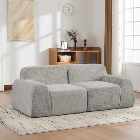 Grand Canapé 3 Places 198x90x73 cm en Chenille - Design Modulable Confortable Éponge 30D - Facile à Déplacer avec Fond Anti-Dérapant - Gris (1/5)