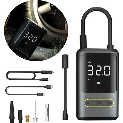 6000mAh Mini Electric Air Pump, Portable Air Compressor Cordless Tire Inflator 150PSI with Digital LCD Display, Rechargeable Air Pump for Car, Bicycle, Motorcycle, Scooter, Ball