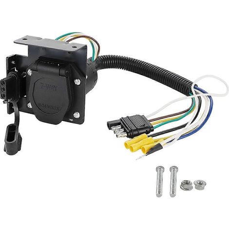 Kit adaptateur de câblage de remorque : connecteur plat 4 broches vers connecteur plat 7 broches et femelle 4 broches. Adaptateur pour prise latérale véhicule plate 4 broches. (1/5)