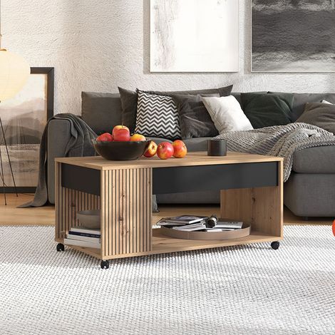 Couchtisch Cunico, mit Füßen, ein Fach, rechteckig, 101x55x46 cm, Eiche-Dekor Braun (1/5)
