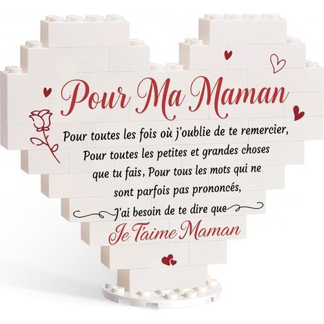 Idee Cadeau Fete des Meres, Cadeau pour Maman Plaque Cœur, Cadeaux Anniversaire Maman Personnalisé, Cadeaux Fete des Meres Original, Ornement de Noël en Forme de Coeur pour Maman (Ma Maman) (1/5)