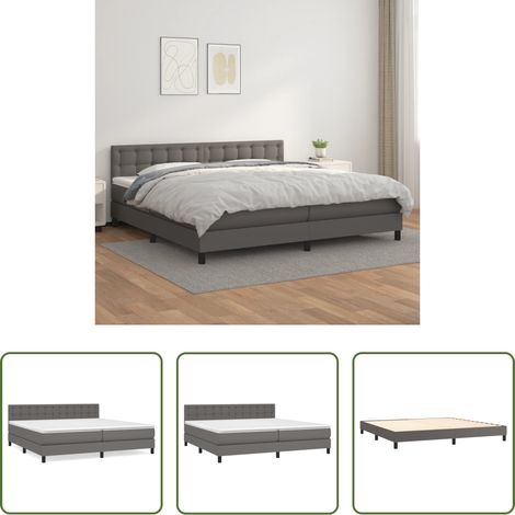 vidaXL Matratze - Boxspringbett mit Matratze Grau 200x200 cm Kunstleder (1/5)