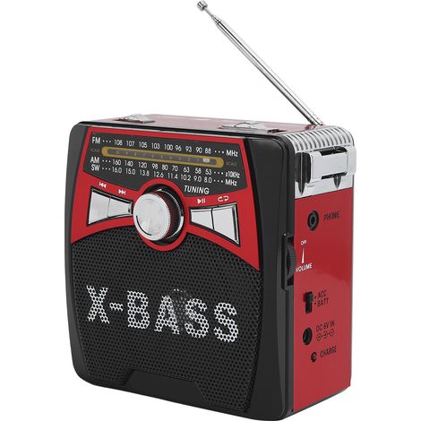 Radio portable FM AM SW USB à bande complète avec antenne télescopique 110240V (rouge US) (1/5)