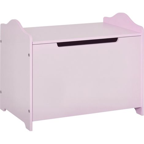 Banc de rangement en bois pour jouets, banc de rangement pour chambre d'enfant avec couvercle à piston pneumatique, 60 x 40 x 48 cm, rose (1/5)