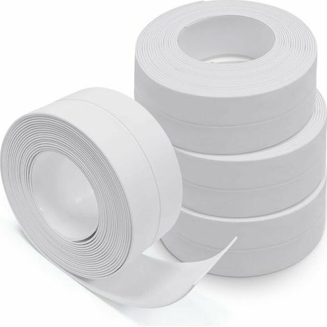 Nazalus-Hot Sale-Wand- und Fassadendichtstoff, selbstklebender Türboden, 4 Rollen Dichtungsstreifen, selbstklebendes PVC, Toilette, Badewanne, Wandecke, Fliesen (weiß)