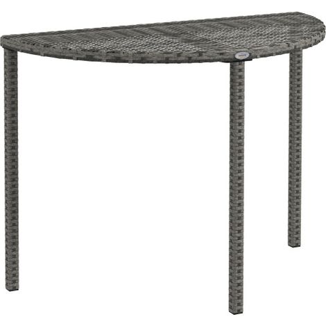Table d'appoint semi-circulaire grise 100 x 50 x 74 cm en polyrotin et métal, pour balcon et terrasse – 1 pièce, livraison sur place (1/5)