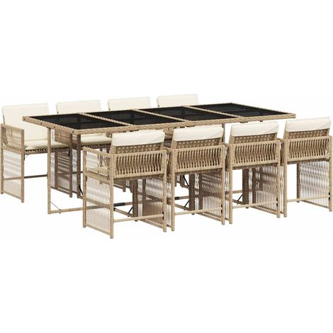 Maison Exclusive - Set comedor de jardín 9 pzas con cojines ratán