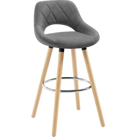 WOLTU 2 pcs bar stools Breakfast Kitchen Counter High stools Wood Legs barstools Dark Grey (1/5)