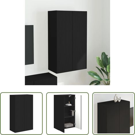 Rangement mural - Meuble TV mural Noir 59,5 x 31 x 100 cm Bois d'ingénierie (1/5)