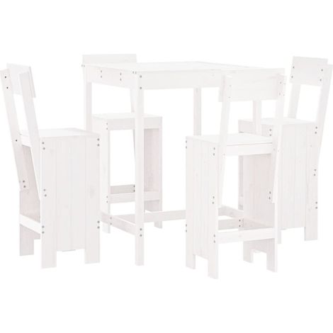 Maison Exclusive - 5-tlg. Gartenbar-Set Weiß Massivholz Kiefer