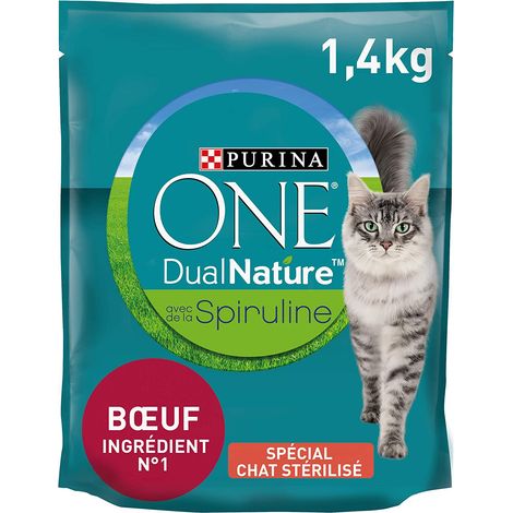 Croquettes Spécial Chat Stérilisé Bœuf et Spiruline, PURINA ONE 1.4 KG - Purina (1/5)