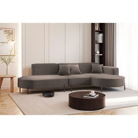 Ecksofa Designersofa VALENCIA in Stoff Quelle Braun Ottomane Rechts (1/2)