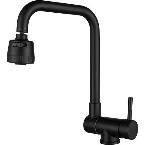 Mitigeur de cuisine rabattable noir – Acier inoxydable 304 – Pivotant à 360° – Sans plomb – Technologie d'économie d'eau 30%-Karteo (1/5)
