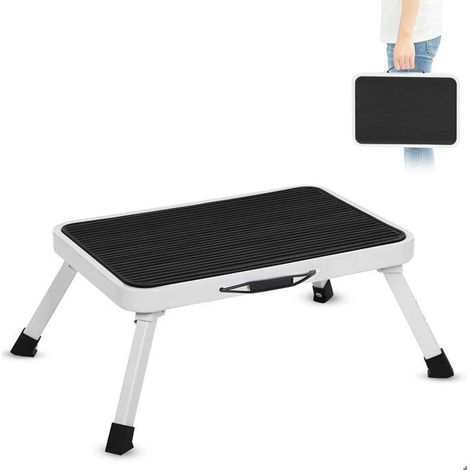 Marchepied Pliable Antidérapant en Acier avec Poignée - Echelle Escabeau Tabouret Capacité de Charge 150 Kg...