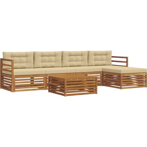Ensemble de canapés d'extérieur 6 pcs Salon de jardin Naturel et Beige (1/5)