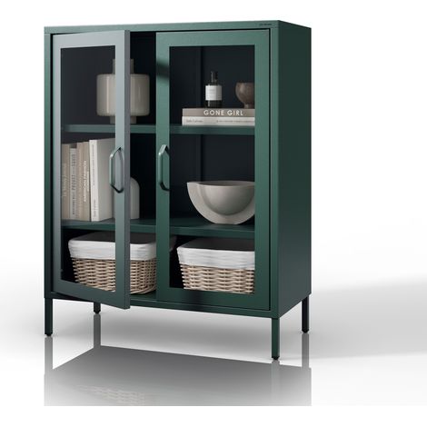 Vitrine en verre GINA, 800 x 1015 x 400 mm, Modern: vert bouteille