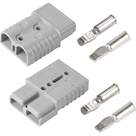 HOXILEELEO - 2 pcs. Connecteur Anderson 175A 600V, Connecteur de Batterie à Déconnexion Rapide, Connecteur de Courant Fort pour Voitures, Caravanes, Bateaux, Systèmes Solaires, Gris (1/5)