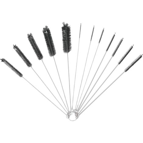 Brosse À Paille - Nylon Poils - Acier Inoxydable Tige - Pour Bouteilles Gourdes Tasses - 12 Pièces (1/5)