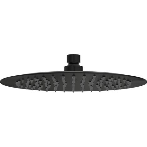 BALNEO Pomme de douche pluie noire ronde Acier inoxydable  Pommeau de douche 25 cm CASCADE (1/2)