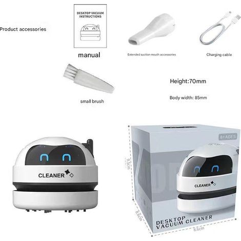 Nettoyeur de bureau, chargement USB électrique, aspirateur de bureau, balayeuse à déchets de gomme, mini poussière de clavier domestique (1/5)