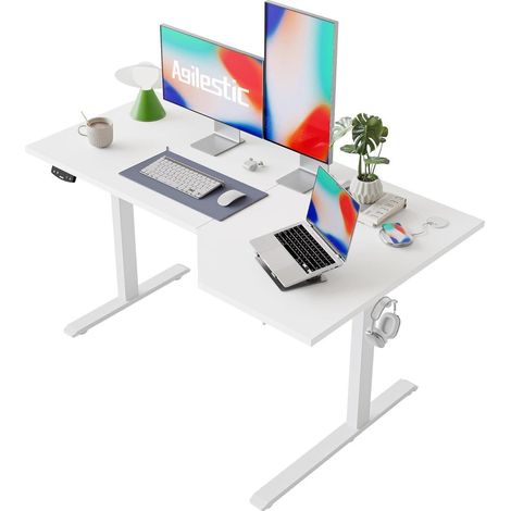 Elektrischer L-förmiger Stehschreibtisch 140 cm höhenverstellbar White (1/5)