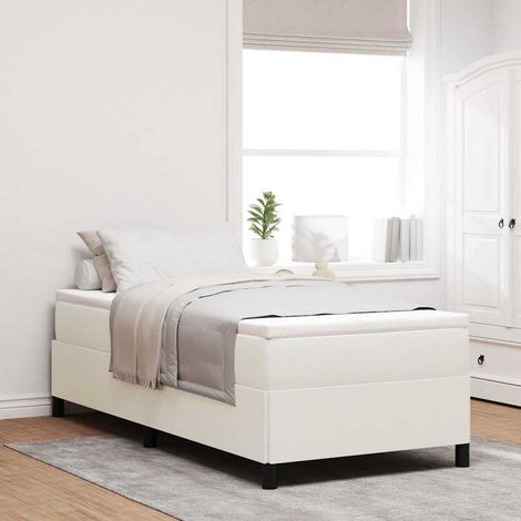 Boxspringbett Creme 100 x 200 cm Cordstoff